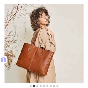 S-Zone Large Bucket Genuine Leather Tote